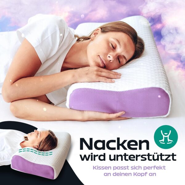 Eine Frau schläft auf einem Kissen mit den Worten nacken.