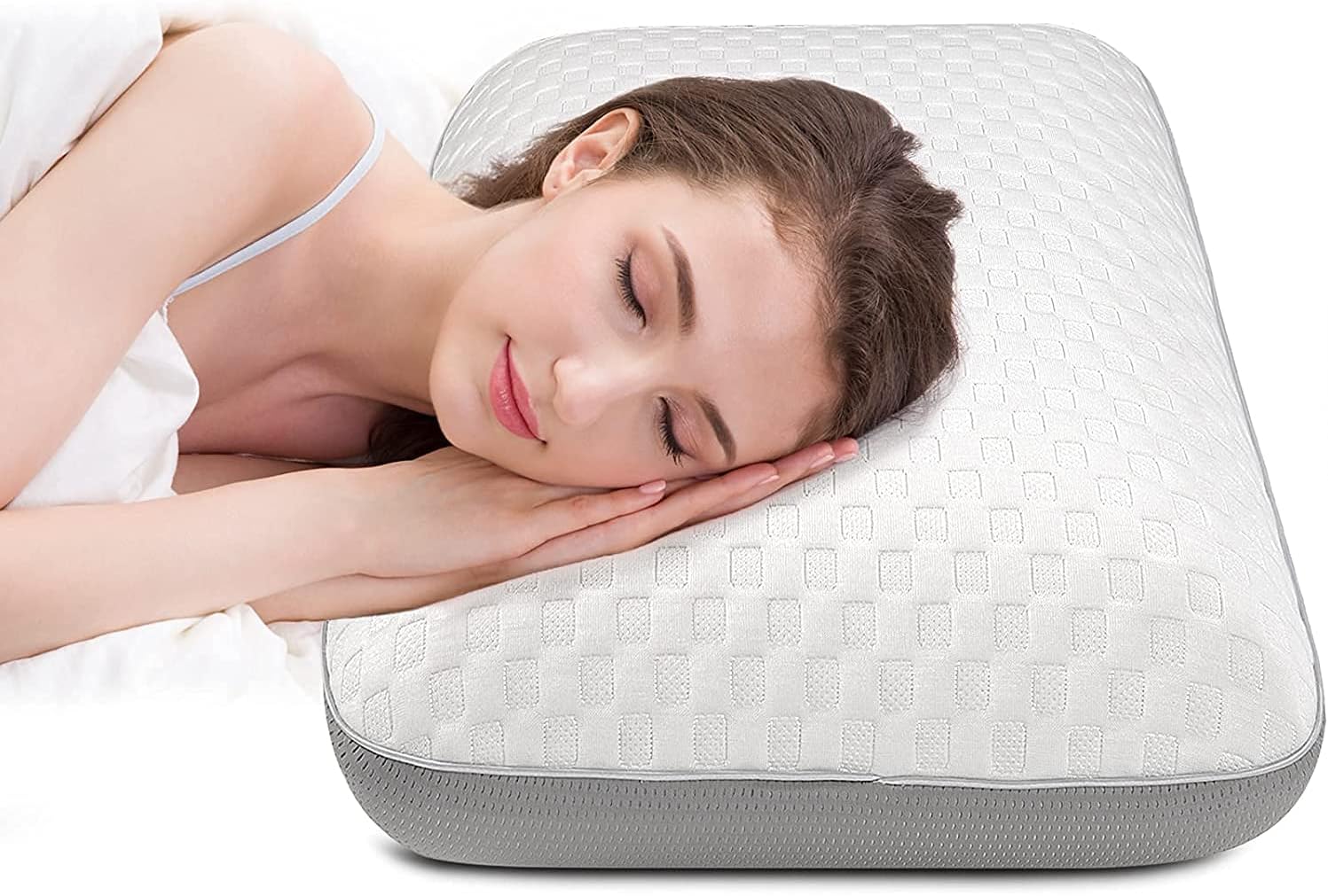 Fityou Memory Foam Pillow, Neck Support Pillow, Ergonomic Sleeping Pillow, Cool Pillow, Double-Sided Design, Washable Pillow Cover (70 x 40 x 13 cm)