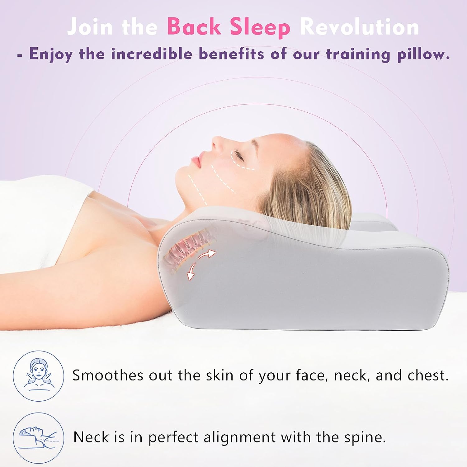 Hydomi Anti Wrinkle Pillow 2 in 1 Anti Aging Beauty Pillow Memory Foam Pillow Neck Support Orthopedic Pillow for Neck and Shoulder Pain to Keep Head Straight